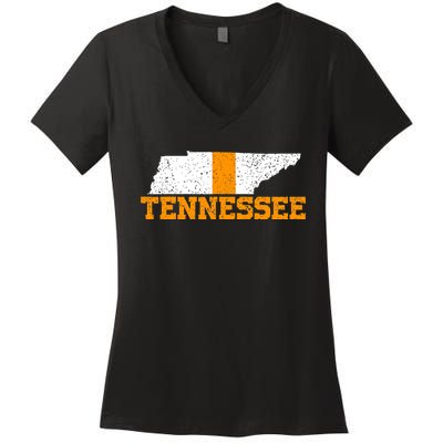 Vintage Tennessee Map Girls Boys Tennessee Women's V-Neck T-Shirt