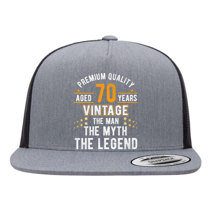 Vintage The Man Myth Legend 70 Yrs 70th Birthday Shirt Flat Bill Trucker Hat