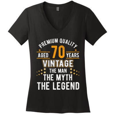 Vintage The Man Myth Legend 70 Yrs 70th Birthday Shirt Women's V-Neck T-Shirt