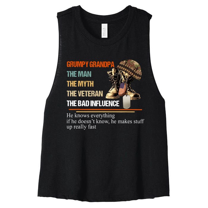 Vintage The Man The Myth The Bad Influence Women's Racerback Cropped Tank