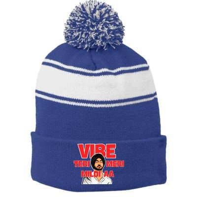 Vibe Teri Meri Mildi Aa Stripe Pom Pom Beanie