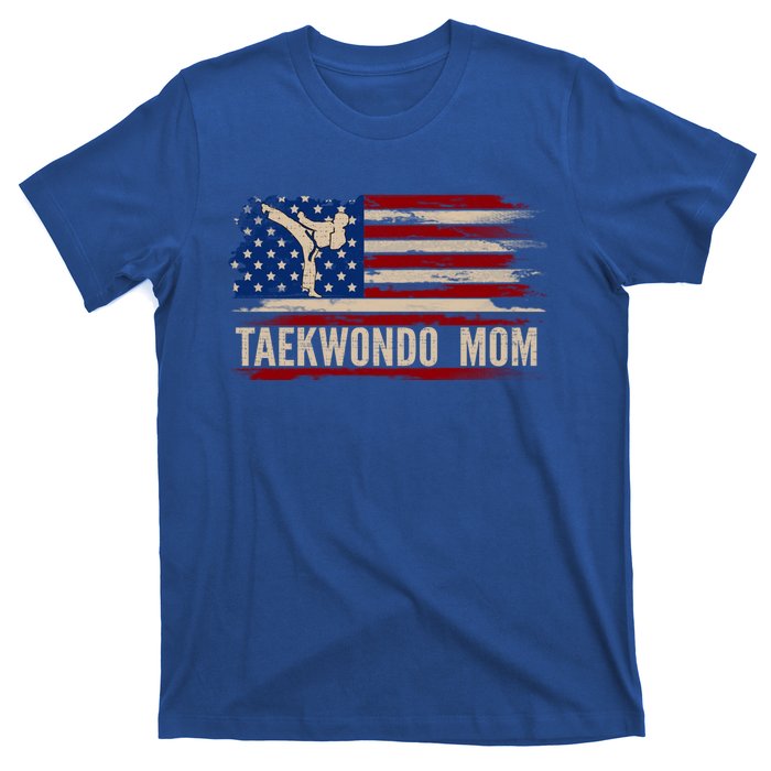 Vintage Taekwondo Mom American Usa Flag Sports The Kick Cool Gift T-Shirt