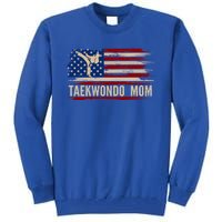 Vintage Taekwondo Mom American Usa Flag Sports The Kick Cool Gift Tall Sweatshirt