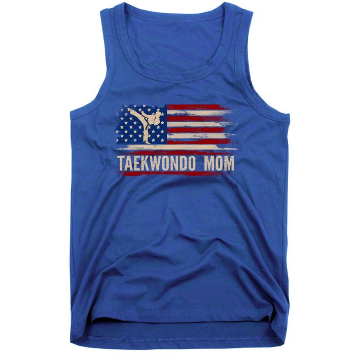 Vintage Taekwondo Mom American Usa Flag Sports The Kick Cool Gift Tank Top