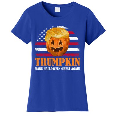 Vintage Trumpkin Make Halloween Great Again American Flag Gift Women's T-Shirt