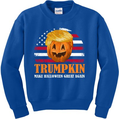 Vintage Trumpkin Make Halloween Great Again American Flag Gift Kids Sweatshirt