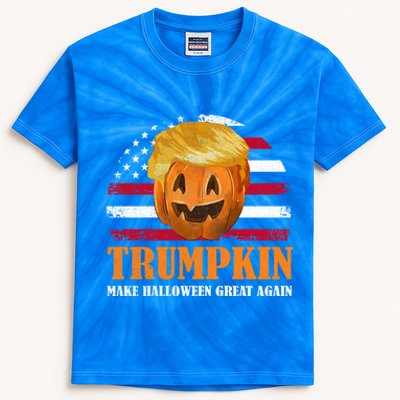 Vintage Trumpkin Make Halloween Great Again American Flag Gift Kids Tie-Dye T-Shirt