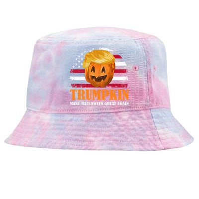 Vintage Trumpkin Make Halloween Great Again American Flag Gift Tie-Dyed Bucket Hat