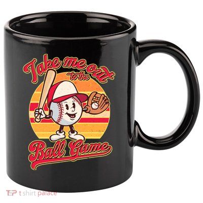 Vintage Take Me Out To The Ball Game Mascot 11oz C Handle Ceramic Mug