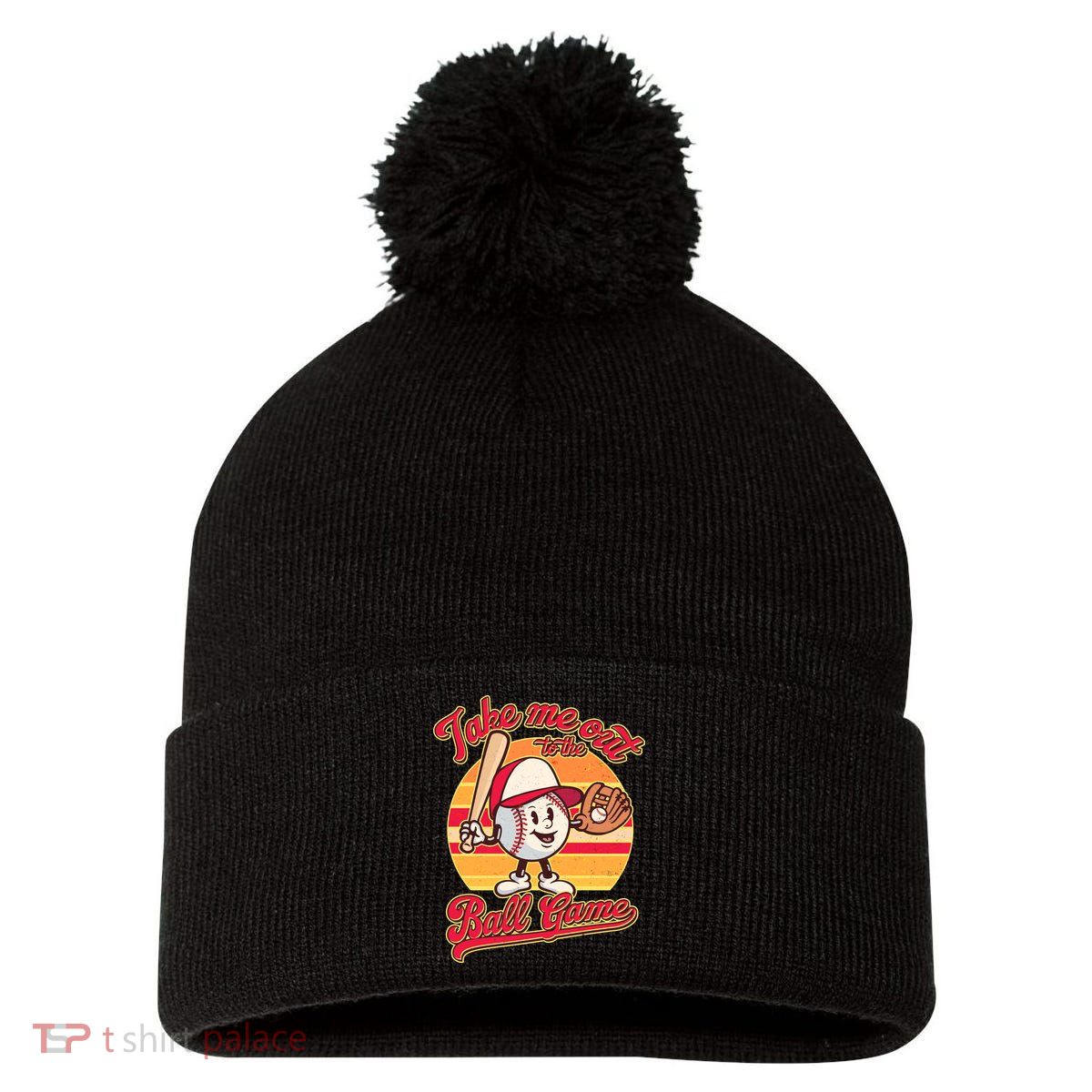 Vintage Take Me Out To The Ball Game Mascot Pom Pom 12in Knit Beanie