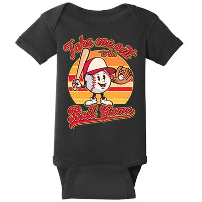 Vintage Take Me Out To The Ball Game Mascot Baby Bodysuit