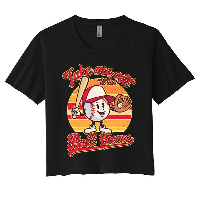 Vintage Take Me Out To The Ball Game Mascot Crop Top