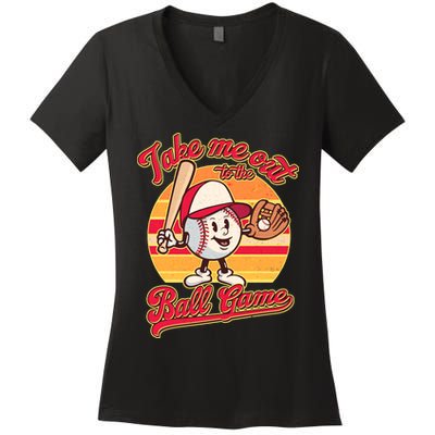 Vintage Take Me Out To The Ball Game Mascot Women's V-Neck T-Shirt