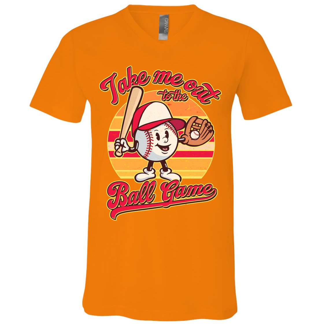 Vintage Take Me Out To The Ball Game Mascot V-Neck T-Shirt