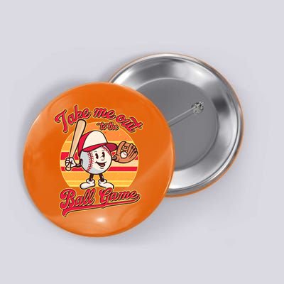 Vintage Take Me Out To The Ball Game Mascot Button