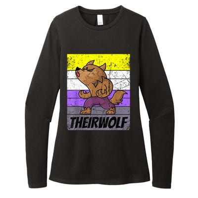 Vintage Theirwolf Nonbinary Pride Non Binary LGBTQ Womens CVC Long Sleeve Shirt