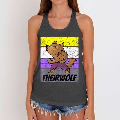 Vintage Theirwolf Nonbinary Pride Non Binary LGBTQ Women's Knotted Racerback Tank