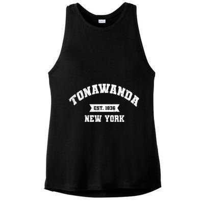 Vintage Tonawanda New York Ny Athletic Sports Style V Neck Ladies PosiCharge Tri-Blend Wicking Tank