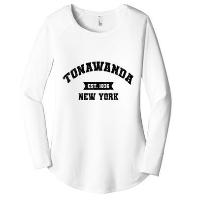 Vintage Tonawanda New York Ny Athletic Sports Style V Neck Women's Perfect Tri Tunic Long Sleeve Shirt