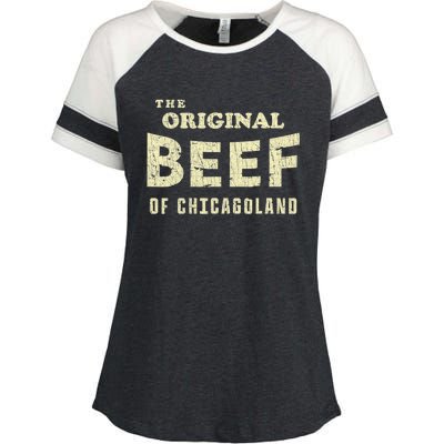 Vintage The Original Beef Of Chicagoland Enza Ladies Jersey Colorblock Tee