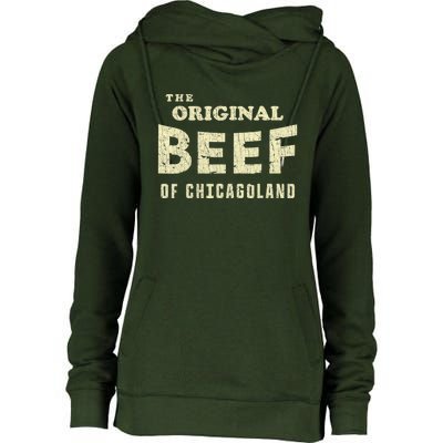 Vintage The Original Beef Of Chicagoland Womens Funnel Neck Pullover Hood