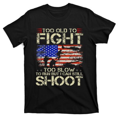 Vintage Too Old To Fight Too Slow To Run Veteran T-Shirt