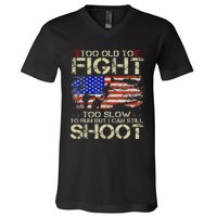 Vintage Too Old To Fight Too Slow To Run Veteran V-Neck T-Shirt