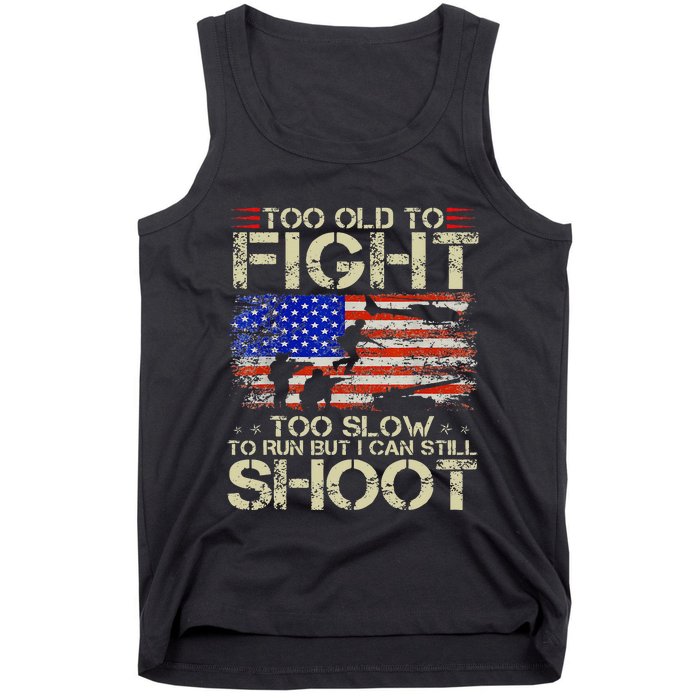 Vintage Too Old To Fight Too Slow To Run Veteran Tank Top