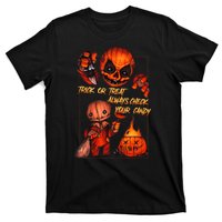 Vintage Trick Or Treat Always Check Your Candy Pumpkin T-Shirt