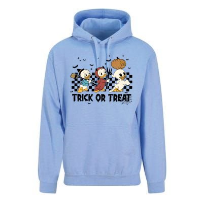 Vintage Trick Or Treat Three Ducks Halloween Funny Duck Spooky Season Unisex Surf Hoodie