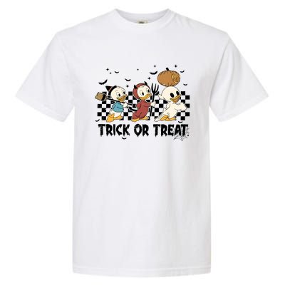 Vintage Trick Or Treat Three Ducks Halloween Funny Duck Spooky Season Garment-Dyed Heavyweight T-Shirt