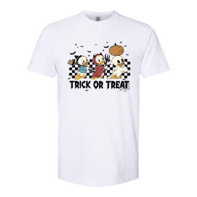 Vintage Trick Or Treat Three Ducks Halloween Funny Duck Spooky Season Softstyle CVC T-Shirt