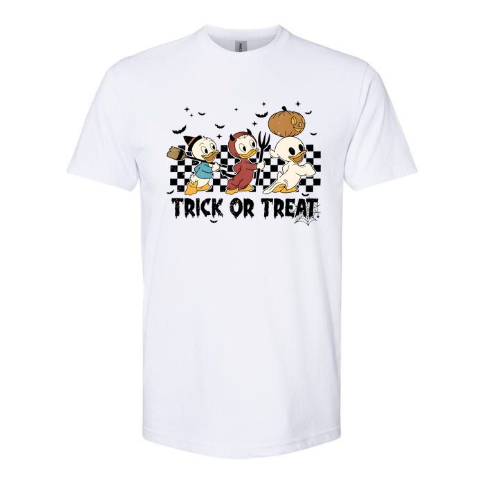 Vintage Trick Or Treat Three Ducks Halloween Funny Duck Spooky Season Softstyle CVC T-Shirt