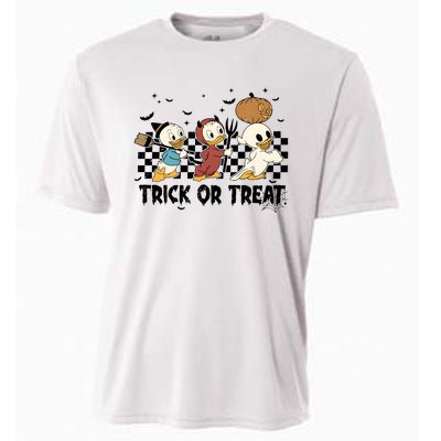 Vintage Trick Or Treat Three Ducks Halloween Funny Duck Spooky Season Cooling Performance Crew T-Shirt