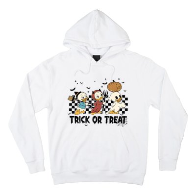 Vintage Trick Or Treat Three Ducks Halloween Funny Duck Spooky Season Hoodie