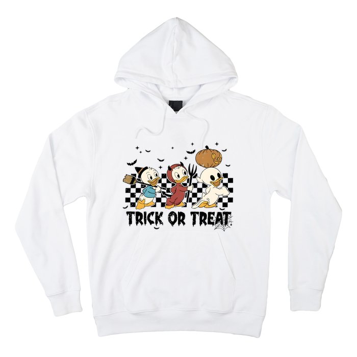 Vintage Trick Or Treat Three Ducks Halloween Funny Duck Spooky Season Hoodie