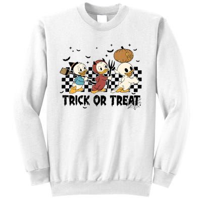 Vintage Trick Or Treat Three Ducks Halloween Funny Duck Spooky Season Sweatshirt