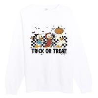 Vintage Trick Or Treat Three Ducks Halloween Funny Duck Spooky Season Premium Crewneck Sweatshirt