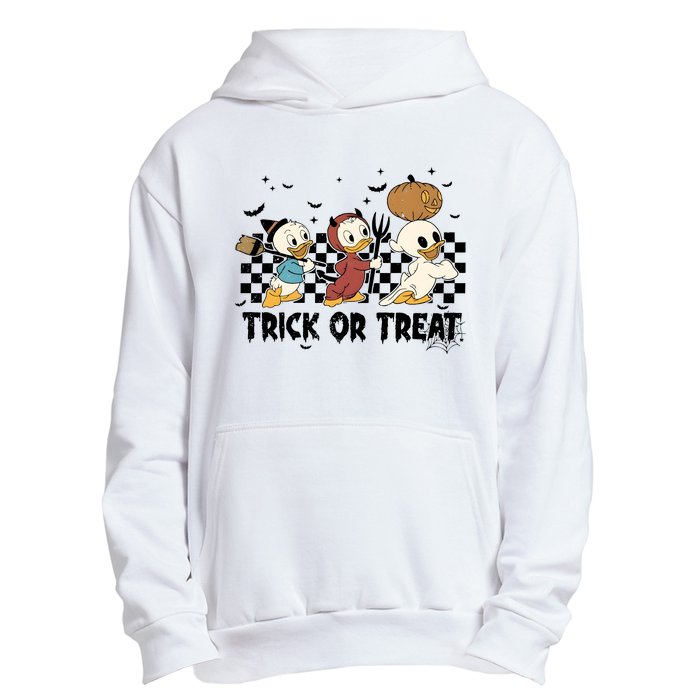 Vintage Trick Or Treat Three Ducks Halloween Funny Duck Spooky Season Urban Pullover Hoodie