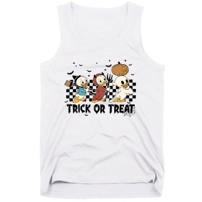 Vintage Trick Or Treat Three Ducks Halloween Funny Duck Spooky Season Tank Top