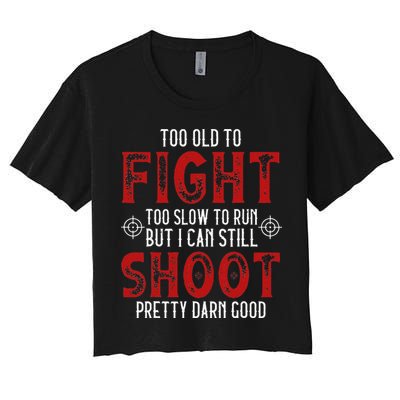 Vintage Too Old To Fight Too Slow To Run Veteran Crop Top