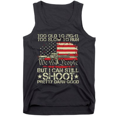 Vintage Too Old To Fight Too Slow To Run Veteran Tank Top