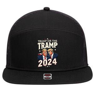 Vote Trump Or The Tramp 2024 Funny Election Vance 7 Panel Mesh Trucker Snapback Hat