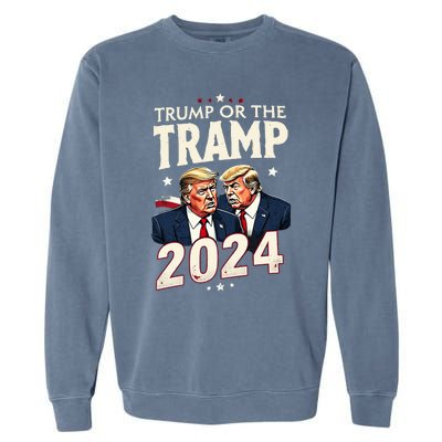 Vote Trump Or The Tramp 2024 Funny Election Vance Garment-Dyed Sweatshirt