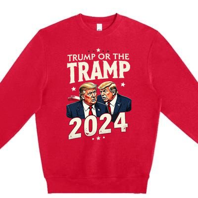 Vote Trump Or The Tramp 2024 Funny Election Vance Premium Crewneck Sweatshirt