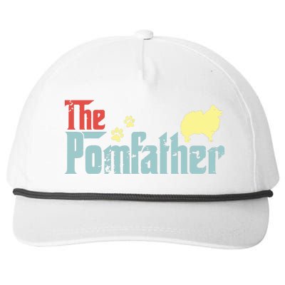 Vintage The Pomfather Happy Fathers Day Pomeranian Lover Snapback Five-Panel Rope Hat