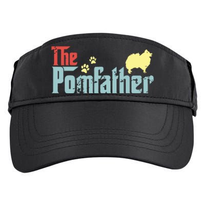 Vintage The Pomfather Happy Fathers Day Pomeranian Lover Adult Drive Performance Visor