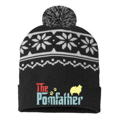 Vintage The Pomfather Happy Fathers Day Pomeranian Lover USA-Made Snowflake Beanie