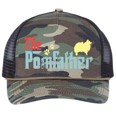 Vintage The Pomfather Happy Fathers Day Pomeranian Lover Retro Rope Trucker Hat Cap