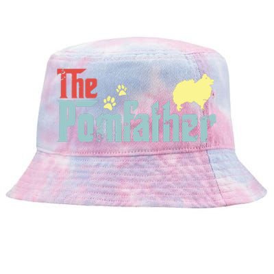 Vintage The Pomfather Happy Fathers Day Pomeranian Lover Tie-Dyed Bucket Hat